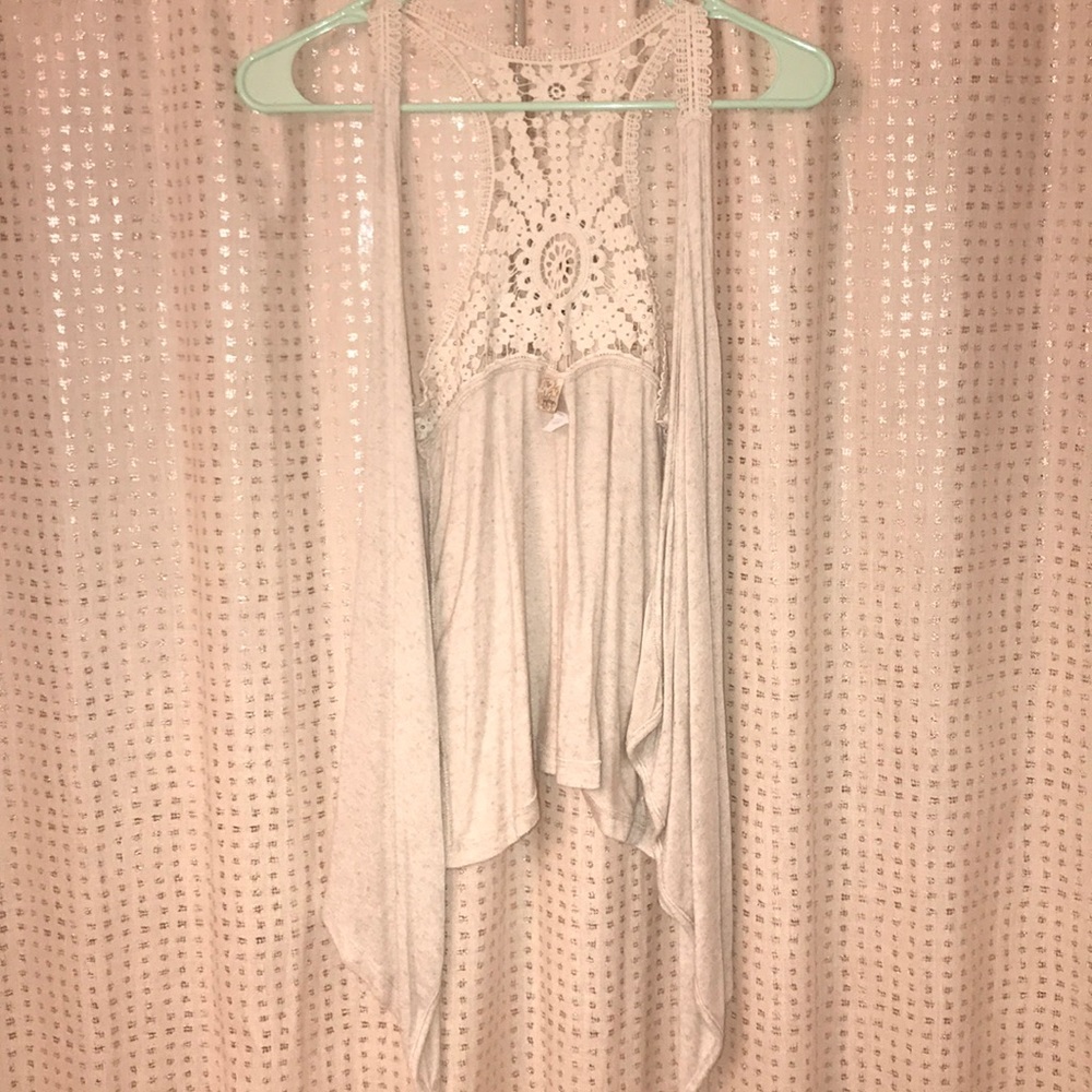Cream crotchet vest